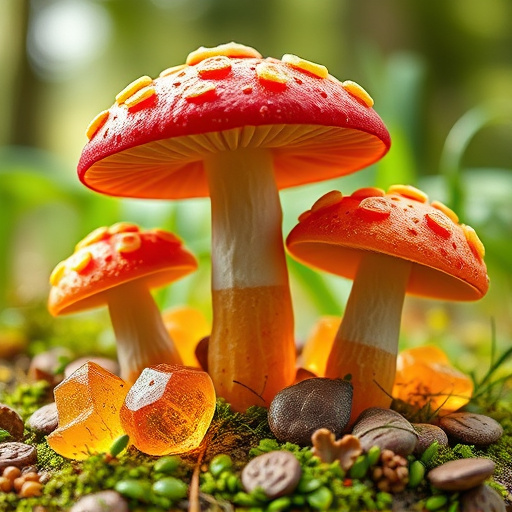 Magic Mushroom Gummies with Nature Background