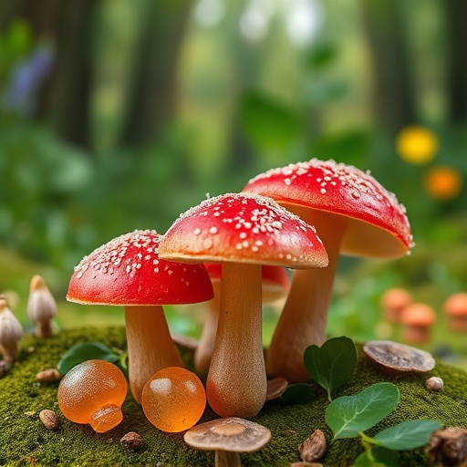 Magic Mushroom Gummies with Nature Background