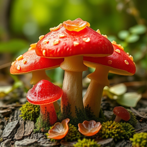 Magic Mushroom Gummies with Nature Background