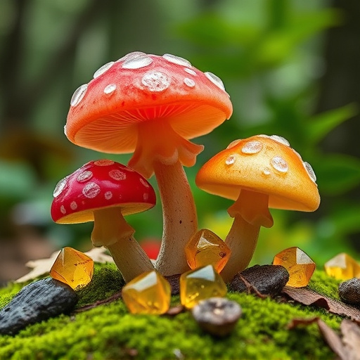 Magic Mushroom Gummies with Nature Background