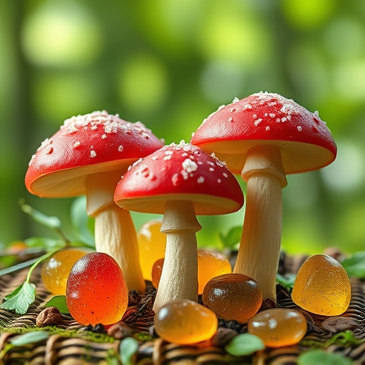 Magic Mushroom Gummies with Nature Background