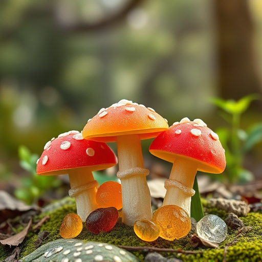 Magic Mushroom Gummies with Nature Background