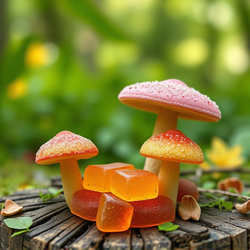 Magic Mushroom Gummies with Nature Background