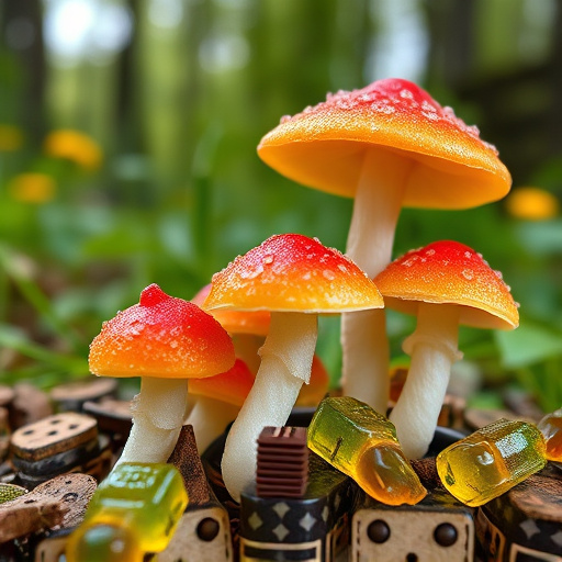Magic Mushroom Gummies with Nature Background
