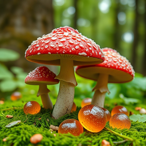Magic Mushroom Gummies with Nature Background