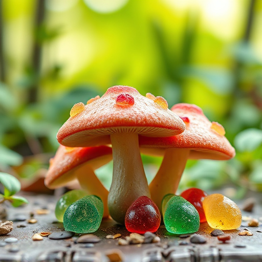 Magic Mushroom Gummies with Nature Background