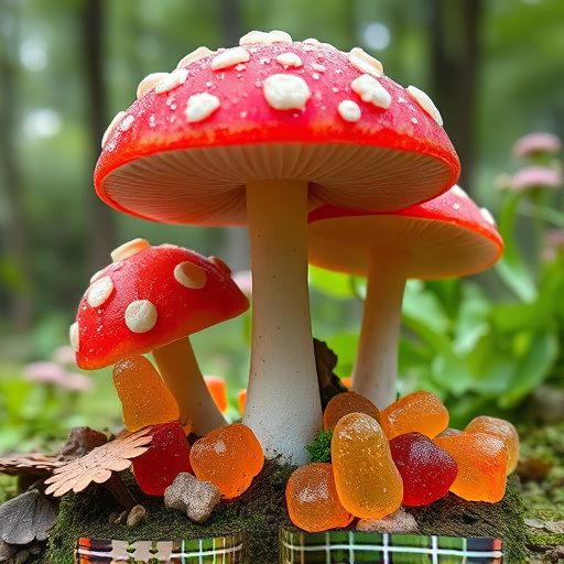Magic Mushroom Gummies with Nature Background