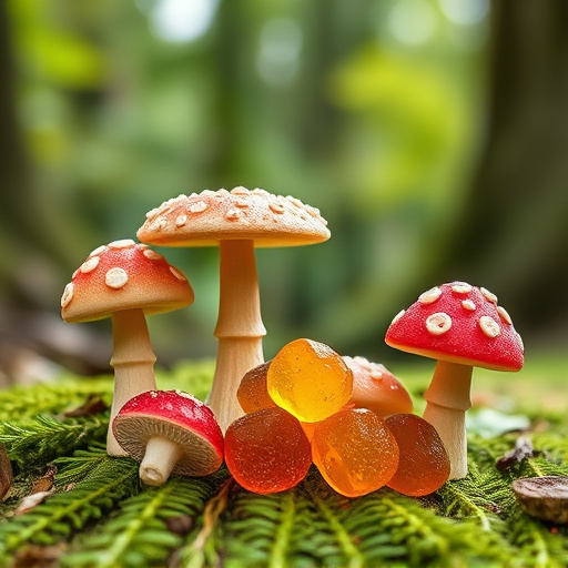 Magic Mushroom Gummies with Nature Background
