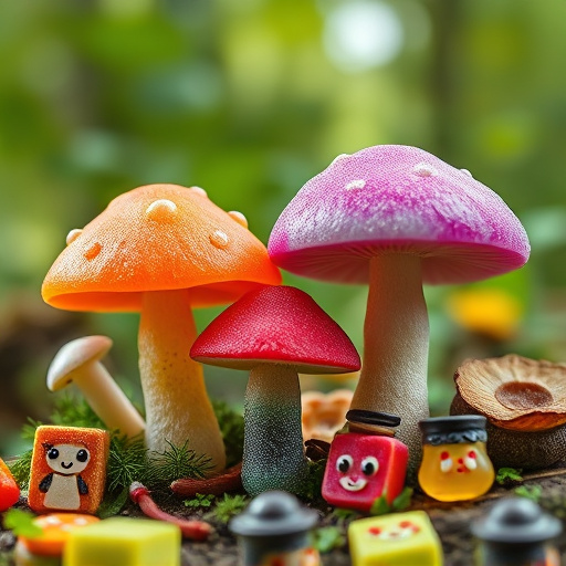 Magic Mushroom Gummies with Nature Background