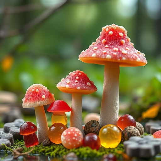 Magic Mushroom Gummies with Nature Background