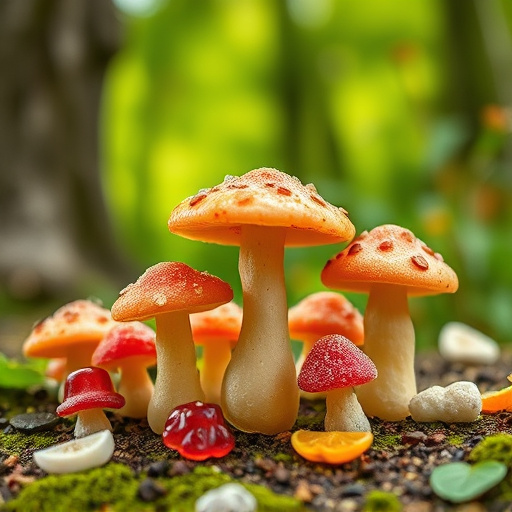 Magic Mushroom Gummies with Nature Background