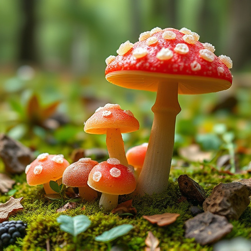 Magic Mushroom Gummies with Nature Background