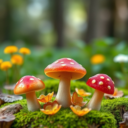 Magic Mushroom Gummies with Nature Background