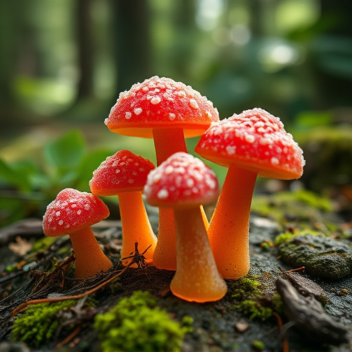 Magic Mushroom Gummies with Nature Background