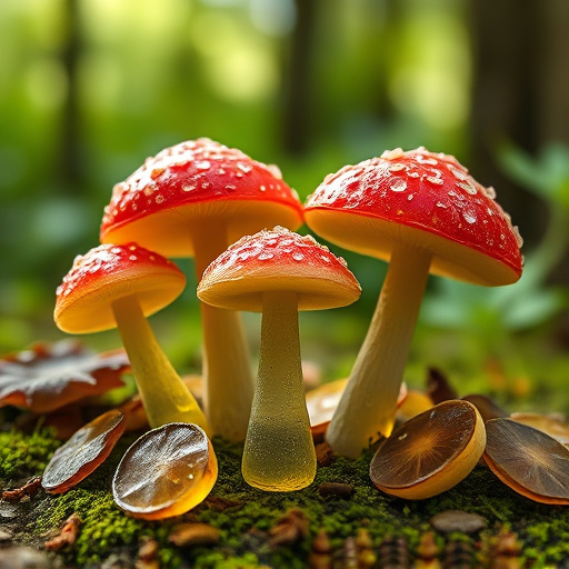 Magic Mushroom Gummies with Nature Background