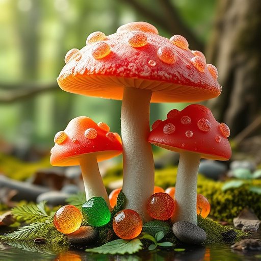 Magic Mushroom Gummies with Nature Background