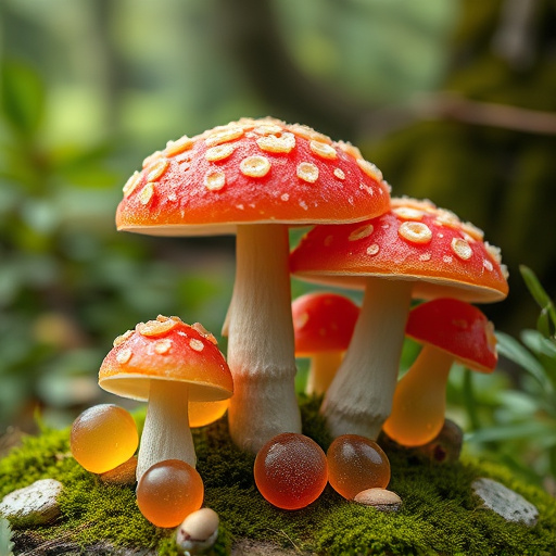 Magic Mushroom Gummies with Nature Background