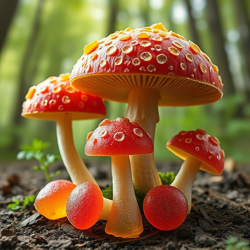 Magic Mushroom Gummies with Nature Background