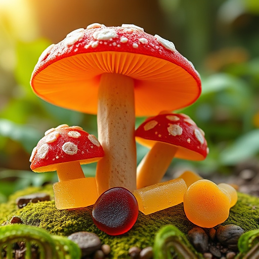 Magic Mushroom Gummies with Nature Background
