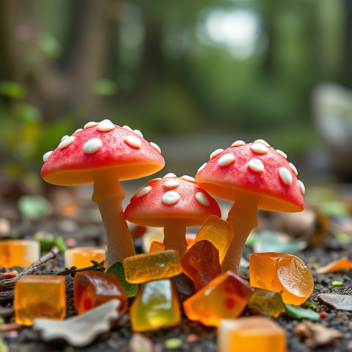 Magic Mushroom Gummies with Nature Background
