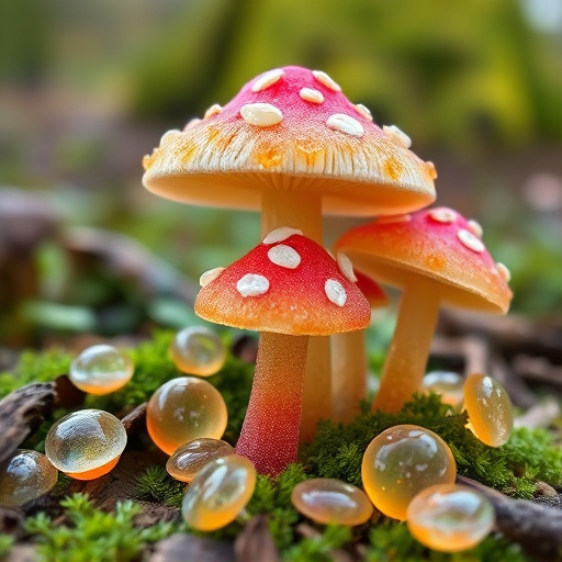 Magic Mushroom Gummies with Nature Background