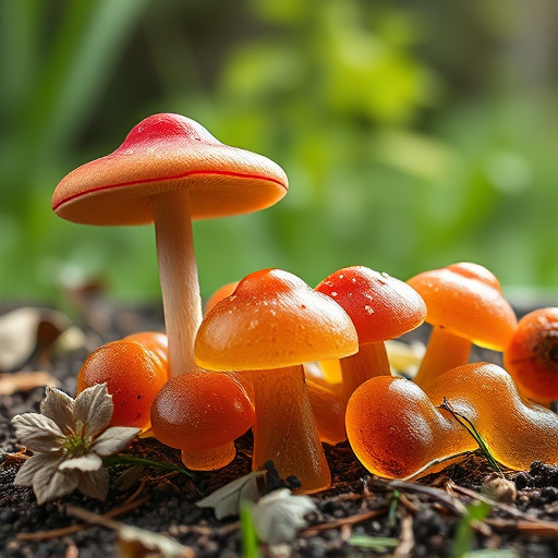 Magic Mushroom Gummies with Nature Background