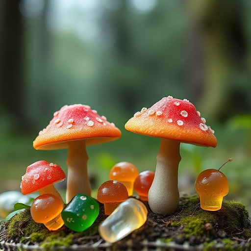 Magic Mushroom Gummies with Nature Background