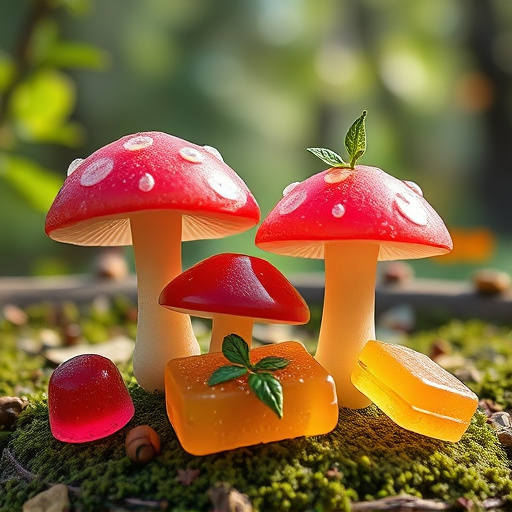 Magic Mushroom Gummies with Nature Background