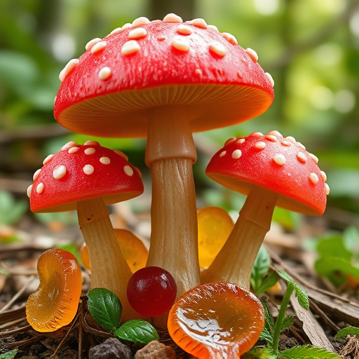 Magic Mushroom Gummies with Nature Background