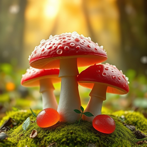 Magic Mushroom Gummies with Nature Background