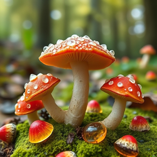 Magic Mushroom Gummies with Nature Background