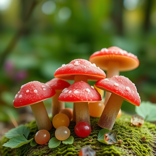 Magic Mushroom Gummies with Nature Background