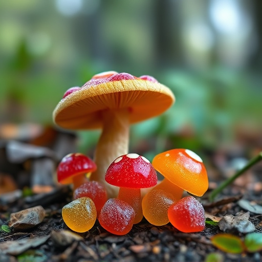 Magic Mushroom Gummies with Nature Background