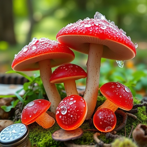 Magic Mushroom Gummies with Nature Background