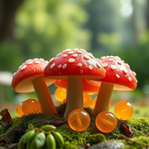 Magic Mushroom Gummies with Nature Background