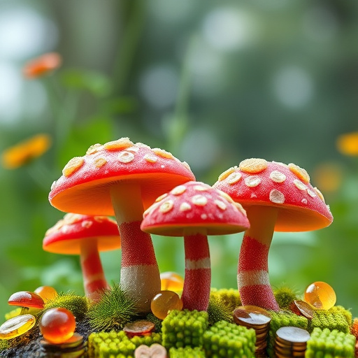 Magic Mushroom Gummies with Nature Background