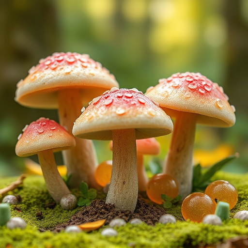 Magic Mushroom Gummies with Nature Background
