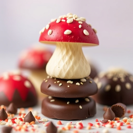 Stacked Magic Mushroom Chocolates Macro