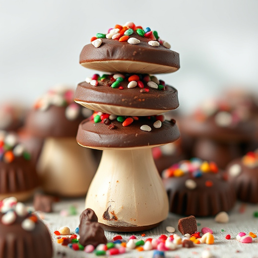 Stacked Magic Mushroom Chocolates Macro