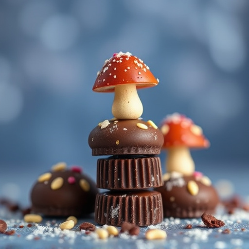 Stacked Magic Mushroom Chocolates Macro