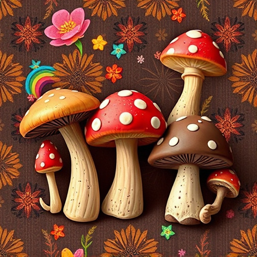 Artistic Magic Mushroom Chocolates Patterns