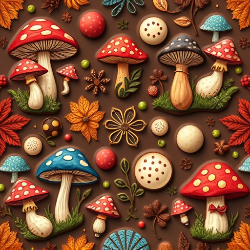 Artistic Magic Mushroom Chocolates Patterns