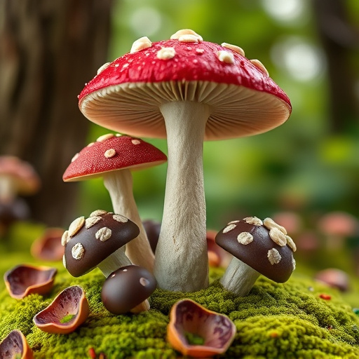 Magic Mushroom Chocolates with Nature Background