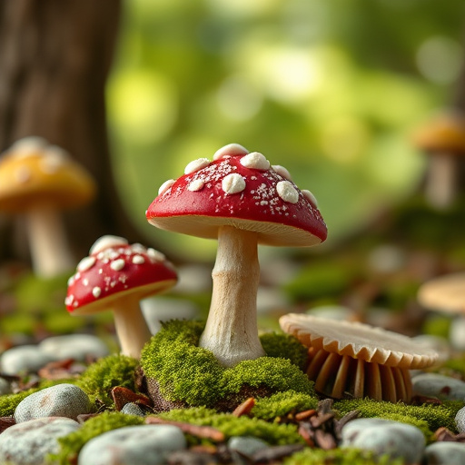 Magic Mushroom Chocolates with Nature Background