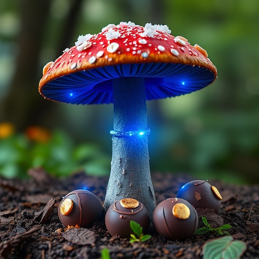 Magic Mushroom Chocolates with Nature Background