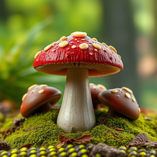 Magic Mushroom Chocolates with Nature Background