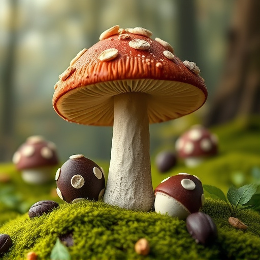 Magic Mushroom Chocolates with Nature Background