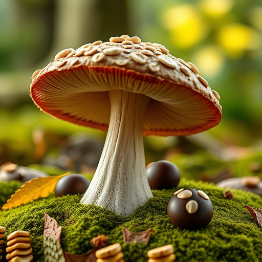 Magic Mushroom Chocolates with Nature Background