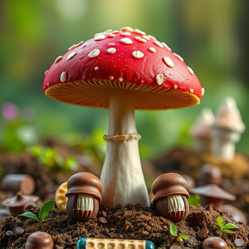 Magic Mushroom Chocolates with Nature Background