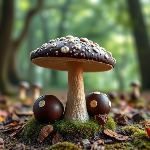 Magic Mushroom Chocolates with Nature Background